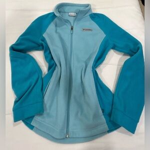 Columbia Fleece Jacket Womens Large Blue Full Zip Lightweight Outdoor Hiking